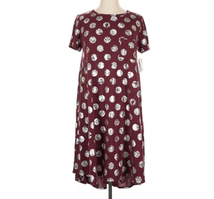 LuLaRoe Womens Dress Size XL Carly Elegant Dark Red Silver Foil Circles Dots NWT - Picture 1 of 5