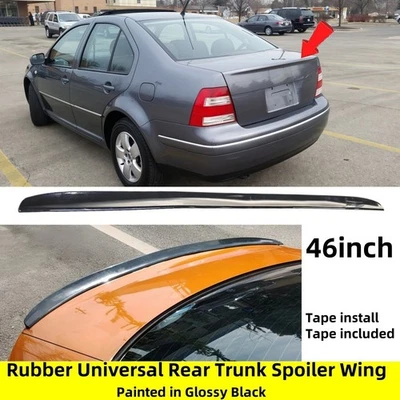 46'' For VW Jetta MK4 98-05 Gloss Black Rear Trunk Spoiler Wing Rubber Universal - Image 1 of 4