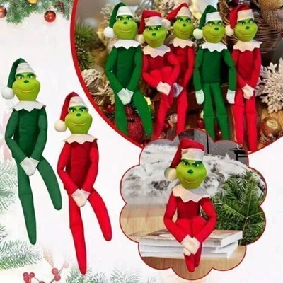 Grinch On Shelf Plush Doll Toy Elf Ornaments Christmas Tree Pendant Xmas Decor~