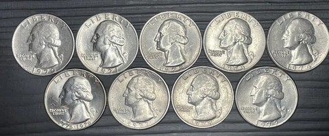 1970s Quarter Set (NO 75) 70~P  71~P  72~P 73~D  74~D  76~D  77~D  78~P  79~D Cover