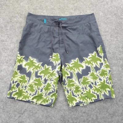 Ted Baker Shorts Mens Gray XL Extra Large 5 Palm Trees Drawstring Swim Trunks - Image 1 of 4