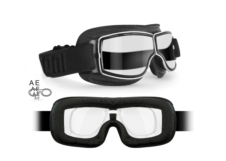 Gafas Moto Vintage de Aviador para Lentes Graduadas Bertoni 188 SOS - Imagen 1 de 4