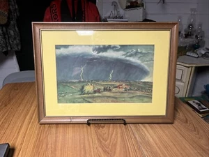 Vintage Stormy Farm Scene 20by15 - Picture 1 of 8