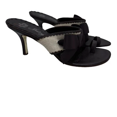 Sandalia JUICY COUTURE Talla 8.5 M Tacones Puntera Marrón Tostado Con Lazo Foto 1 de 4