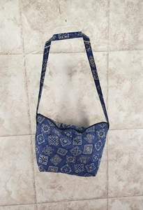 Blau Bandana Stoff Handarbeit Paisley Handtasche gesteppt einzelner Riemen mittelgroße Schultertasche - Bild 1 von 12