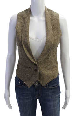 Chaleco Topshop Mujer Marrón Cuello en V Botón Sólido Sin Mangas Talla 10 Foto 1 de 4