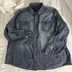 GH Bass Shirt Mens XXL 2XL Blue Denim Button Up Long Sleeve Outdoors Workwear - Picture 1 of 12