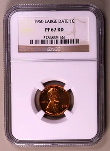 1960 Lincoln Cent NGC PF67RD ***RARA MONETA ORIGINALE*** - Foto 1 di 4