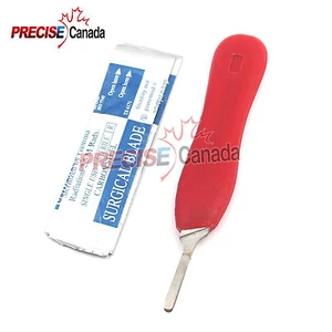 SKALPELLGRIFF #4 ROTE FARBE MIT 10 CHIRURGISCHEN KLINGEN # 23 DENTAL PC INSTRUMENTE - Bild 1 von 2