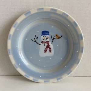Hartstone Pottery Snow People 7 7/8" insalata pranzo piatti dessert pupazzo di neve uccellino - Foto 1 di 6