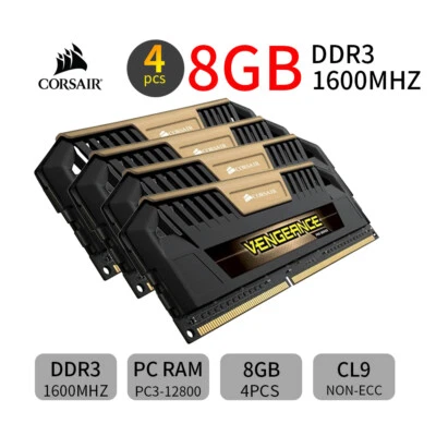 Corsair Vengeance Pro 32GB 4x 8GB DDR3 1600MHz CL9 PC3-12800U PC Memoria oro IT - Immagine 1 di 4