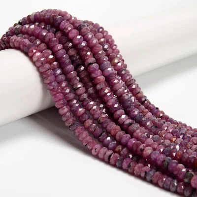 Genuine Ruby Faceted Rondelle Beads Size 2.5x3.5mm 3.5x5.5mm 4x6.5mm 15.5'' Strd - Image 1 of 3