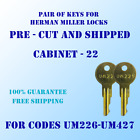 Um226-Um427, 2 New Keys For Herman Miller Locks. Cut To Your Code. Accurate Key.