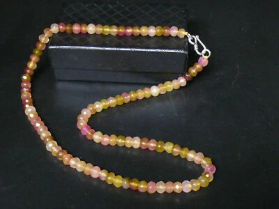 (cB2884) Piedras preciosas: collar de kuncita tallado a mano genuino de 18", plata 925 Foto 1 de 4