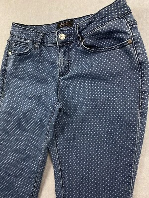 Earl Jean Women's Size 10P Petite w30 Blue Polka Dot Denim Skinny Ankle Jeans - Image 1 of 4