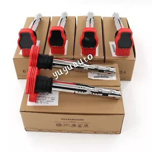 6x NEW OEM RED IGNITION COIL VW Touareg 06E905115G AUDI A6 A4 S5 R8 A8 3.0T 4.2 - Picture 1 of 10