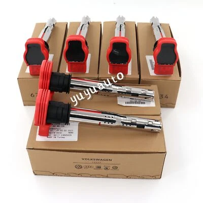 6x NEW OEM RED IGNITION COIL VW Touareg 06E905115G AUDI A6 A4 S5 R8 A8 3.0T 4.2 - Image 1 of 4
