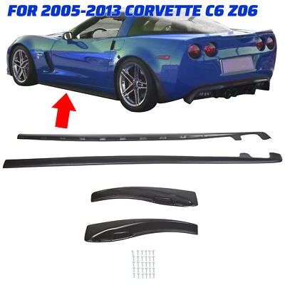 For 05-13 Chevy Corvette C6 Z06 ZR1 Style Side Skirts Rocker Panels & Mud Flaps - Image 1 of 4