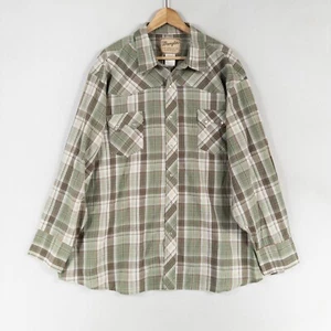 Camicia Wrangler uomo grande 3XL verde a quadri perla tasche a scatto western casual - Foto 1 di 8