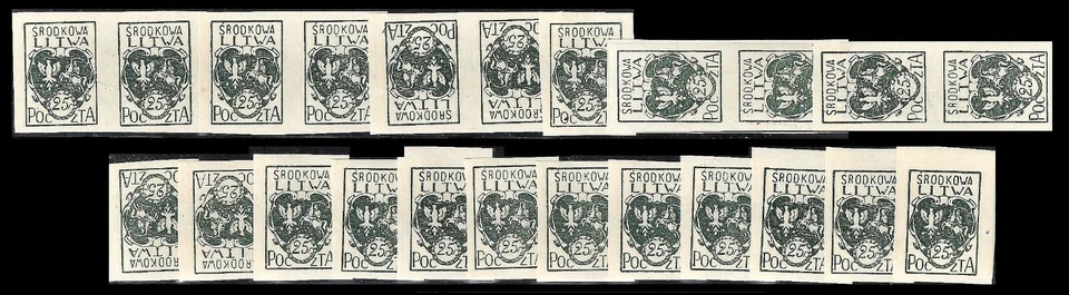 Lot of 23 stamps. LITHUANIA LITWA SRODKOWA/Russia 25r (BI#24) - Image 1 of 1