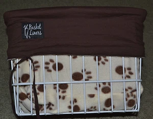 Bicycle Basket Liner Paw Print brown & cream Beach Cruiser Comfort Cycling Bike - Picture 1 of 2