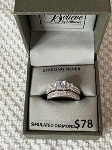 Bridal Rings Set Sterling Silver Cubic Zirconia Believe By Brilliance Sz 7 - Picture 1 of 9