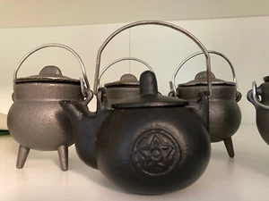 Mini Cauldron Cast iron + Lid steel handle smudge pot Hvyduty + tea pot cauldron - Picture 1 of 10