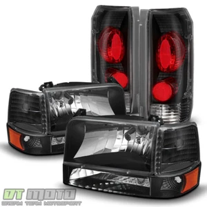 Black 1992-1996 Ford F150 F250 F350 Bronco Headlights+Bumper Signal+Tail Lights - Picture 1 of 5