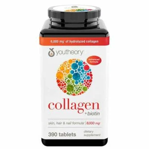 Free Shipping youtheory Collagen Plus Biotin 390 Tablets Skin Hair and Nails - Picture 1 of 3
