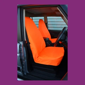 Fluorescent Orange Waterproof Car Van Universal Front Pair Seat Covers UK Made - Picture 1 of 4