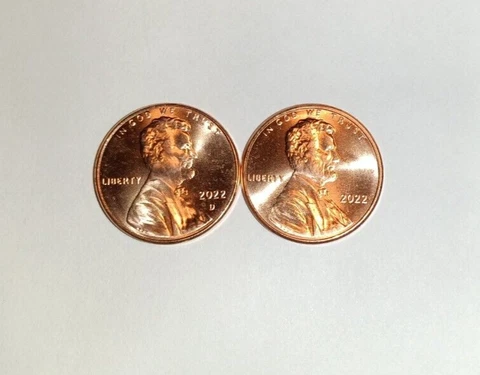 2022 and 2022-D UNC LINCOLN SHIELD CENTS FROM BANK ROLLS Cover