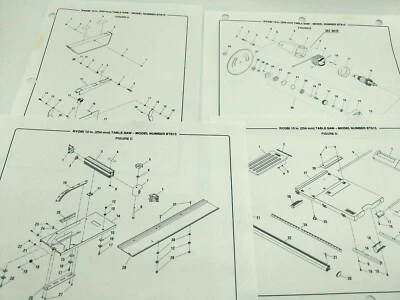 RYOBI 10" TABLE SAW BTS15 Schematic Diagram and Parts List - Image 1 of 4