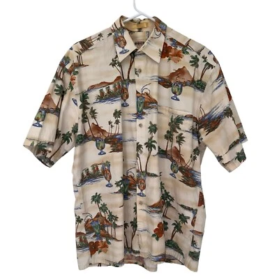 Mens Hawaiian Shirt Campia Moda Tropical Palm Trees Cocktails Size Large - Image 1 of 4