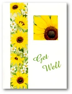Sunflowers Floral GET WELL Caring Card With Bible Text Psalm 46:10 - EB8131 - Picture 1 of 1