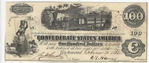 1862 Confederate States of America $100 ..... T-40 - Picture 1 of 2