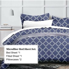 4 Piece Brushed Microfiber Bedding Sheet Set Collection -Blue Color, Twin Size