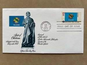 1678 Bicentennial Oklahoma State Flag FDC Fleetwood Feb 23 1976 Washington DC - Picture 1 of 2