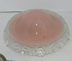 Vintage Deco Pink Clear Glass Hanging 10" Ceiling Light Shade - Picture 1 of 4