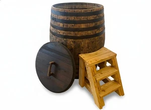 Eisbad Tauchbecken Eistonne Badefass Abkühlbecken Holzfaß gebraucht 600L Treppe - Bild 1 von 25