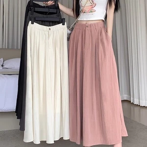 Womens Casual Pleated Maxi Skirt Elegant High Waist Design Available Now - Picture 1 of 42