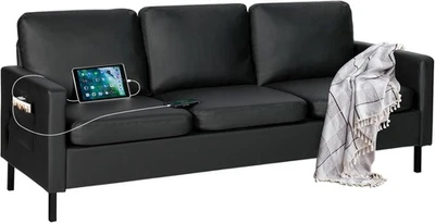 Sofá Loveseat de Tela 56" W con 2 Sofás Pequeños USB Salón Dormitorio Oficina Foto 1 de 4