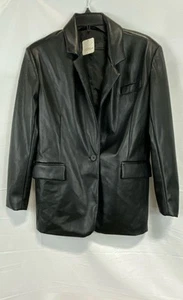 Blanknyc Women's Black Solid Faux Leather Oversized Blazer Jacket Sz XS - Picture 1 of 10