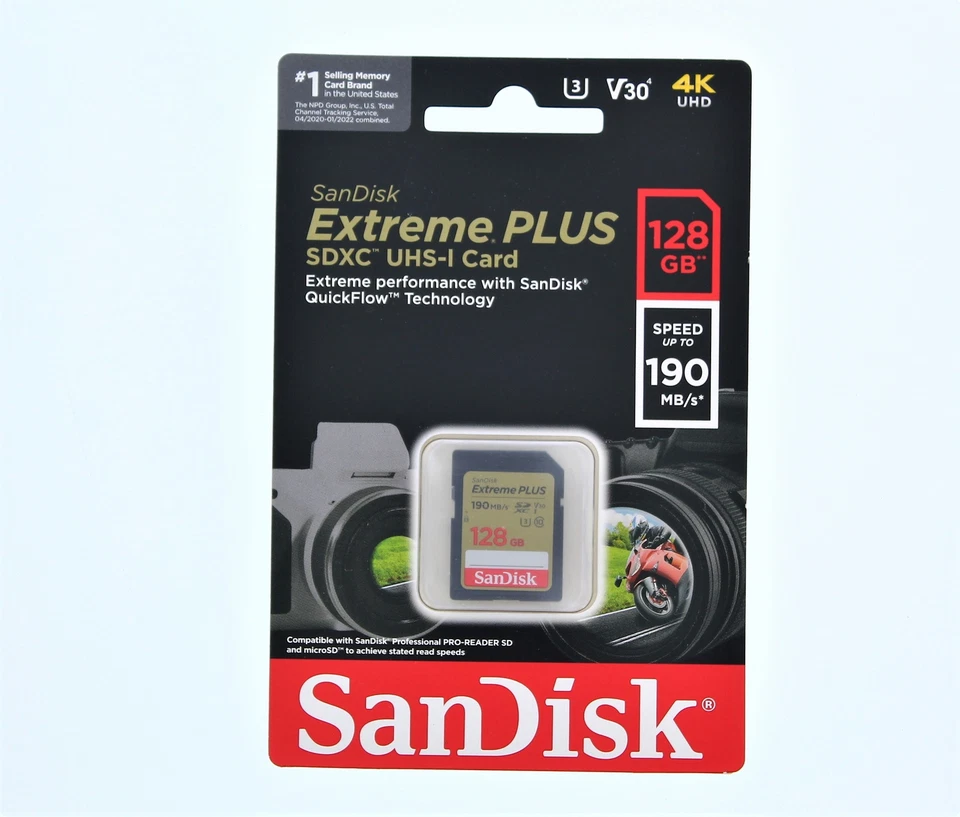 SanDisk Extreme PLUS 128GB SDXC UHS-I Memory Card MicroSD Digital Photos Files