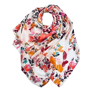 Magnolia Blumendruck leichter Schal | weiß - Bild 1 von 3