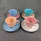 Fiesta Ware Hl Co Usa 4 Cups Saucersmixed Pastels 1990S