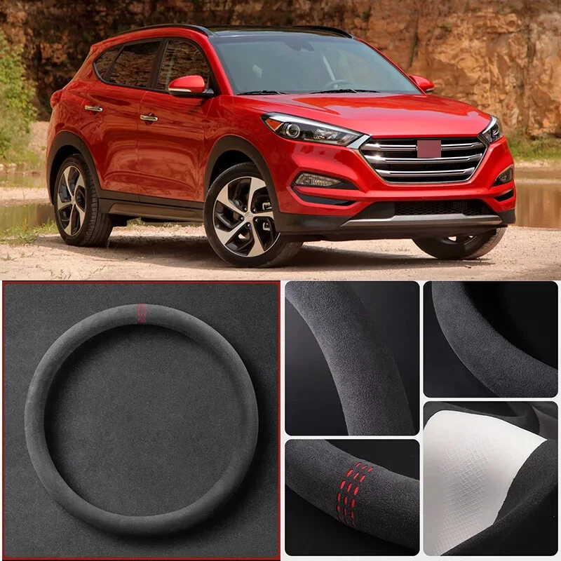 Cubierta de volante de coche antideslizante de gamuza suave universal de 15" para Hyundai Tucson Foto 1 de 4