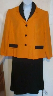 Ben Marc International Mujer Naranja Negro 2 piezas Falda Traje Talla 20 Hermoso Ln j233 Foto 1 de 4