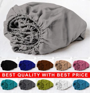 Full Fitted Sheet Bed Sheets 100% Poly Cotton Single Double King Super King Size - Picture 1 of 34