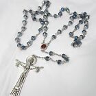 Pièce maîtresse du sol cristal bleu chapelet de Jérusalem, grand crucifix de la Trinité cadeau