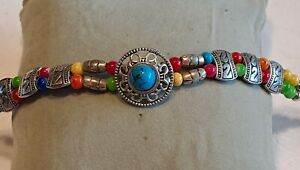 349 - Armband Indianer Stil Silberfarben mit Perlen Länge 16,5cm Breite 20mm 
